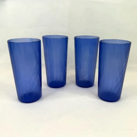 4 Vintage Tupperware Tumbler Cups Jazzy Celebration #2663A-7 Royal Blue Set 3 - Picture 3 of 9